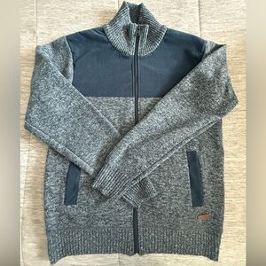 Men’s Gray Zip-Up Sweater Jacket | Fleece Lined | Casual Winter Layer